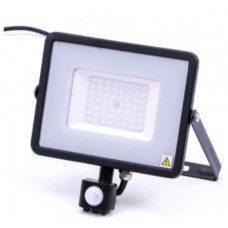50W Slim Motion Sensor LED Floodlight Daylight White (Black Case) - Cheap Light Bulbs