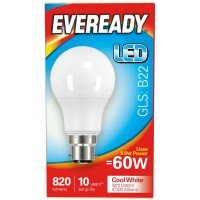 8.8W (60W) LED GLS Bayonet / BC Light Bulb Cool White (4000K) Eveready - Cheap Light Bulbs