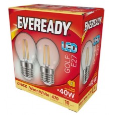 2 Pack - 4W (40W) LED Golf Ball Filament Edison Screw Light Bulb Warm White - Cheap Light Bulbs
