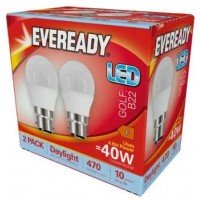 2 Pack - 5.2W (40W) LED Golf Ball Bayonet Light Bulbs in Daylight White - Cheap Light Bulbs