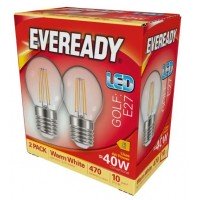 2 Pack - 4W (40W) LED Golf Ball Filament Edison Screw Light Bulb Warm White - Cheap Light Bulbs