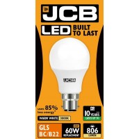10W (60W) LED GLS Bayonet / BC Light Bulb by JCB in Warm White - Cheap Light Bulbs