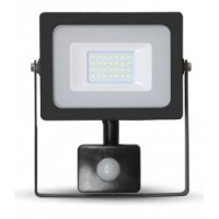 20W Slimline Motion Sensor LED Floodlight - Daylight White 6400K (Black Case) - Cheap Light Bulbs