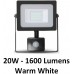 20W Slim Motion Sensor LED Floodlight Warm White (Black Case) - Cheap Light Bulbs