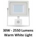 30W Slim PIR Sensor LED Floodlight Warm White (White Case) - Cheap Light Bulbs