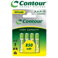4 Pack - AAA Contour 850 mAh Rechargeable Batteries