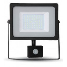 50W Slimline Motion Sensor LED Floodlight Daylight White 6400K (Black Case)
