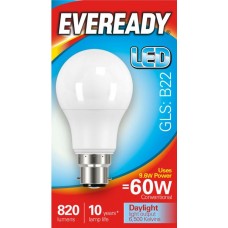 8.8W (60W) LED GLS Bayonet / BC Light Bulb Daylight White (6500K) Eveready - Cheap Light Bulbs