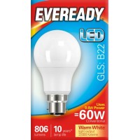 8.2W (60W Equiv) LED GLS Bayonet B22 Light Bulb Warm White - Cheap Light Bulbs