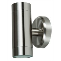 Brushed Stainless Steel Twin / Dual Illumination Wall Light - Cheap Light Bulbs