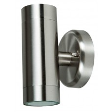 Brushed Stainless Steel Twin / Dual Illumination Wall Light - Cheap Light Bulbs