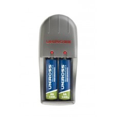 Uniross Performance Mini Charger + 2 x AA 2300mA Rechargeable Batteries - Cheap Light Bulbs