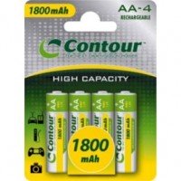 Contour 4 x AA 1800mAh NiMH Rechargeable Batteries - Cheap Light Bulbs